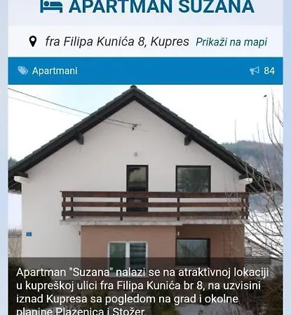 Apartman Suzana Lägenhet Kupres (Canton 10)